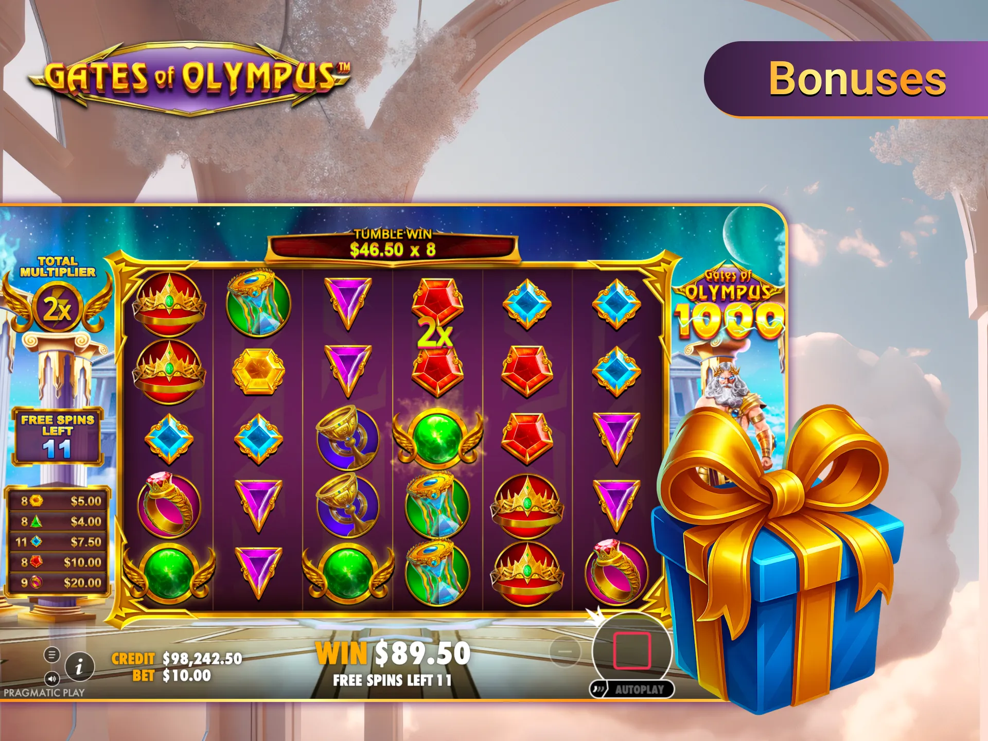 Gates of Olympus 1000 unlock prizes and casino gifts.