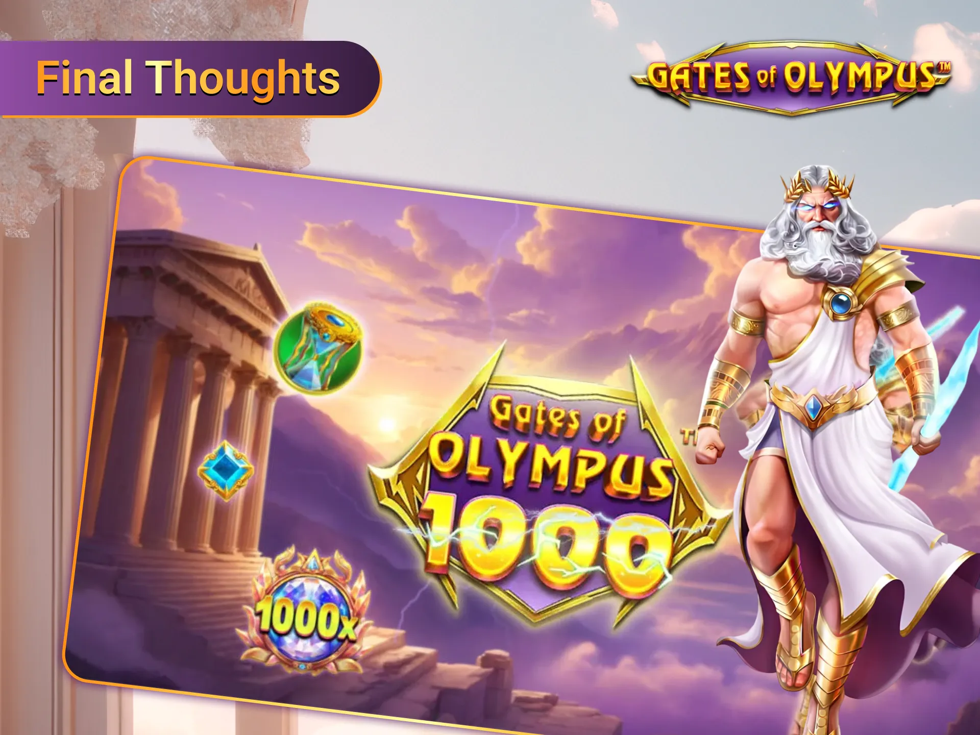 Gates of Olympus 1000 final advice for slot fans.